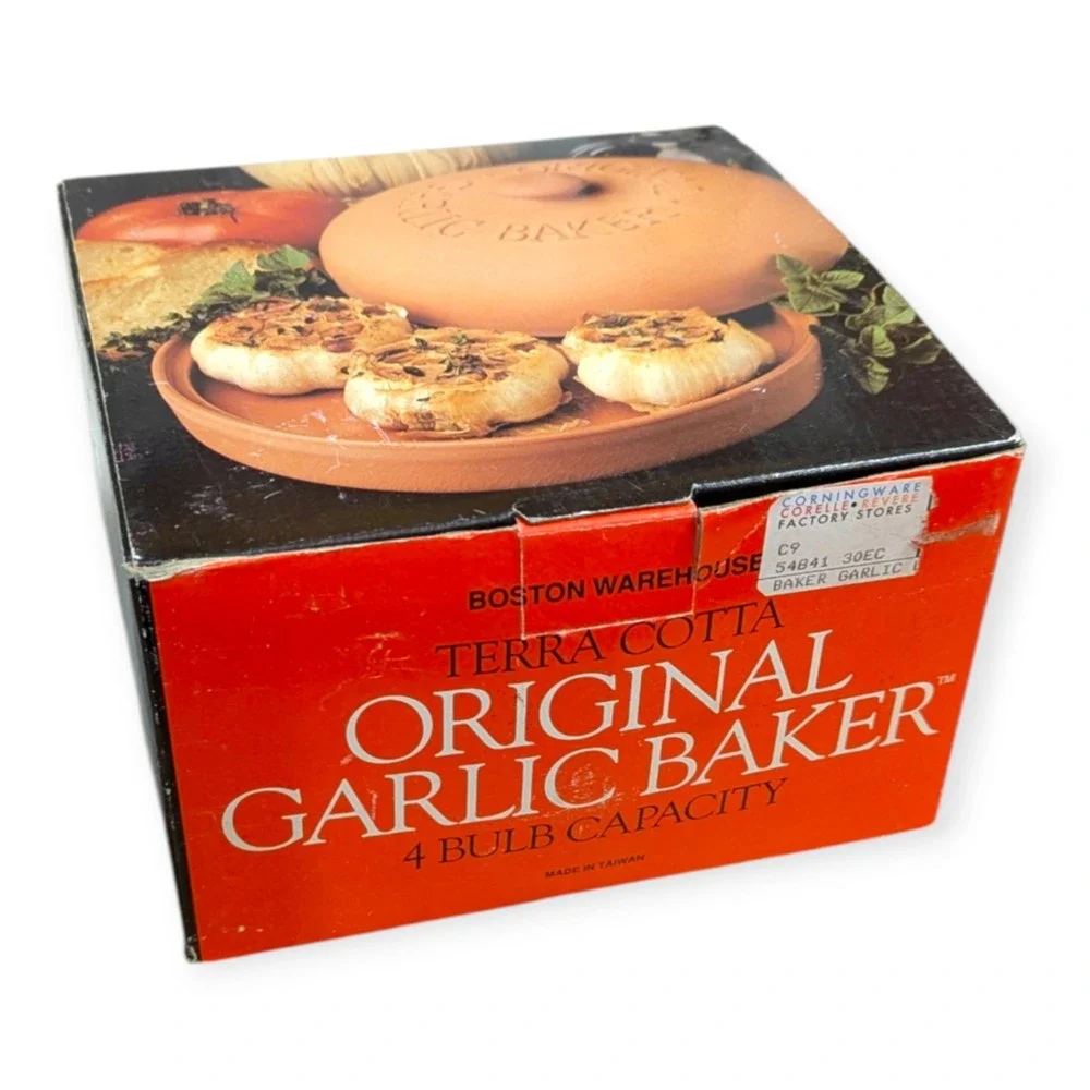 Boston Warehouse Terra Cotta Original Garlic Baker 4‎ Bulb Capacity Vintage 1993
